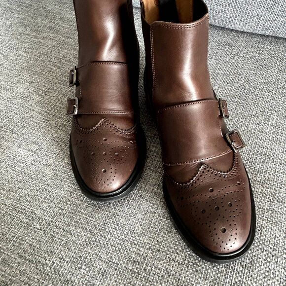 EUC Fratelli Rossetti Brown Leather Wingtip Double Monk Ankle Boots Size 36.5‎ - Picture 7 of 12